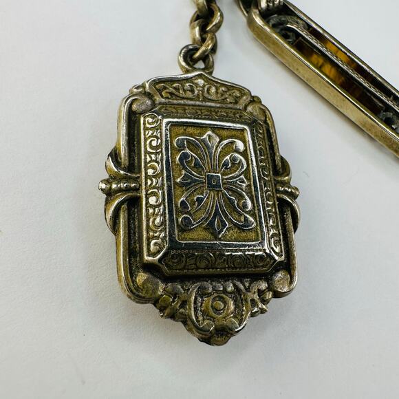 Vintage Victorian Watch Fob Chain with Decorative Locket - Picture 6 of 9